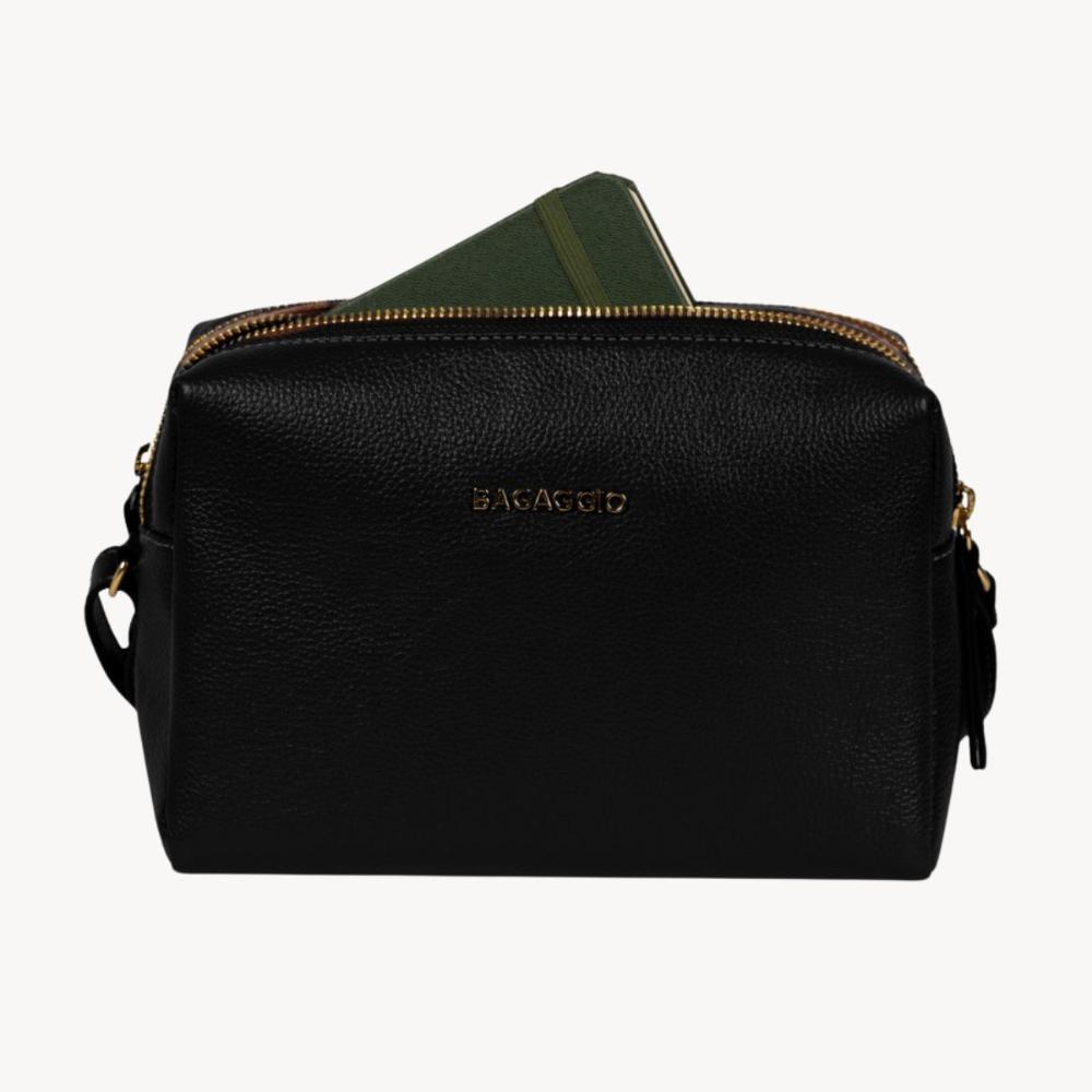 Bolsa Transversal Feminina em Couro Pequena Lisa Basic Preta - 10