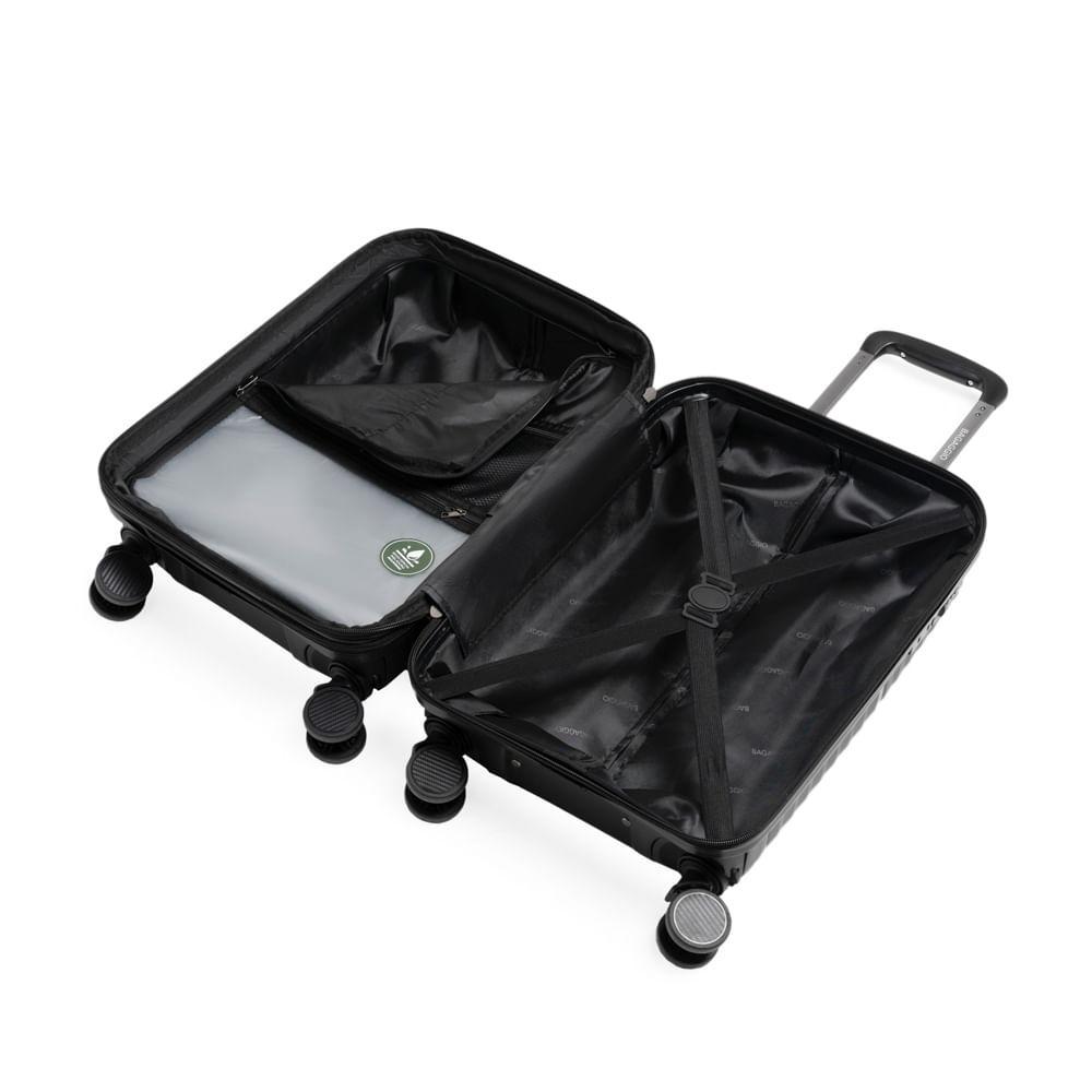 Mala de Bordo 10 Kg Polipropileno 4 Rodas Hong Kong Preta - 8