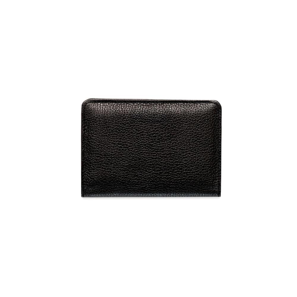 Carteira Slim em Couro Feminina com Fecho em Botão Pequena RFID Preta - 2