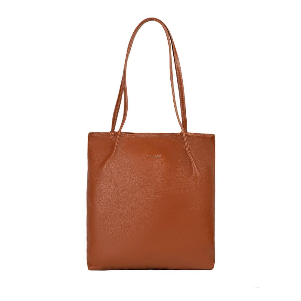 Bolsa de Ombro Feminina Grande de Couro Shopping Bag BG Caramelo - 1