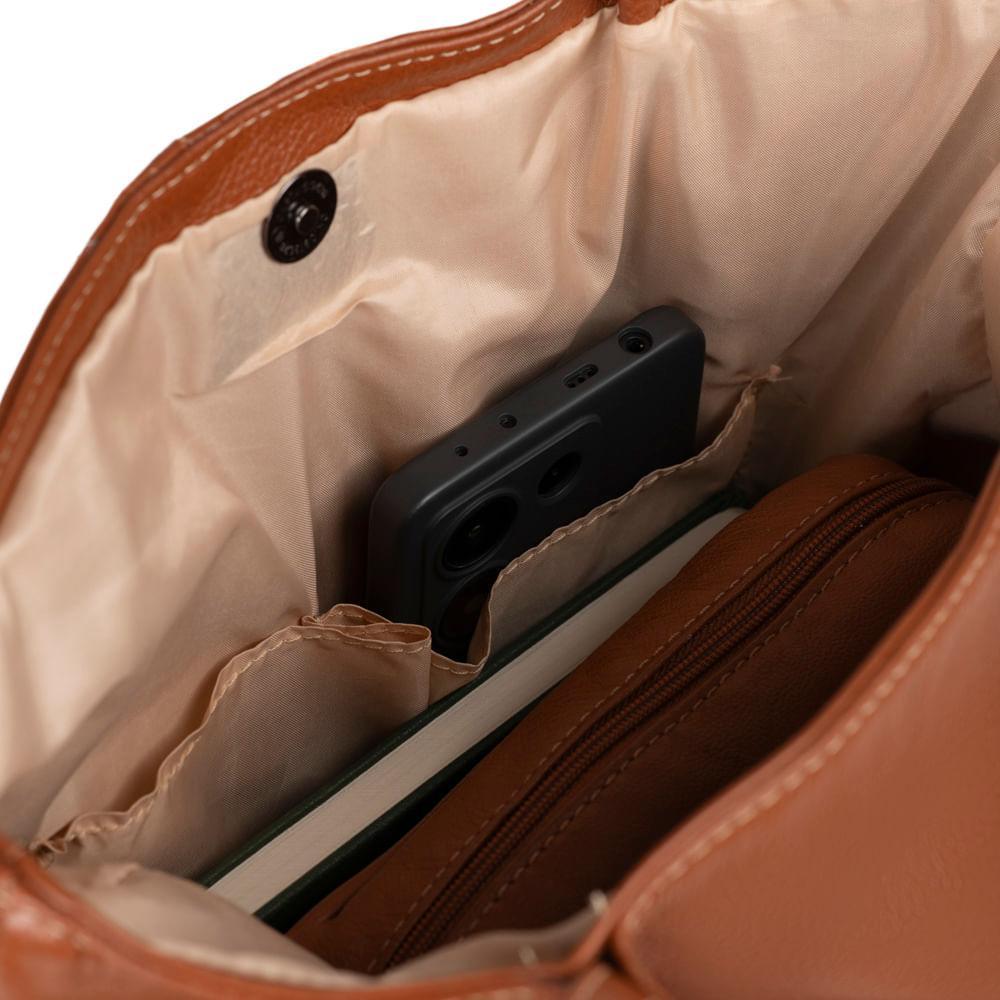 Bolsa de Ombro Feminina Grande de Couro Shopping Bag BG Caramelo - 5