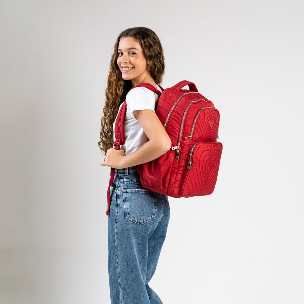 Mochila Escolar Feminina Juvenil BG GIRL Vermelho - 10