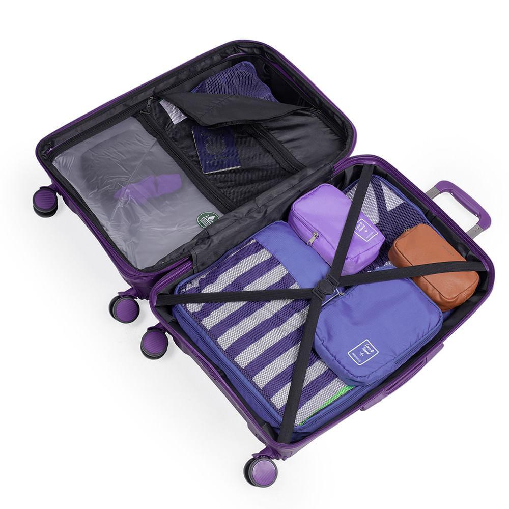 Mala Média de Polipropileno 4 Rodas Seul Roxa - 3