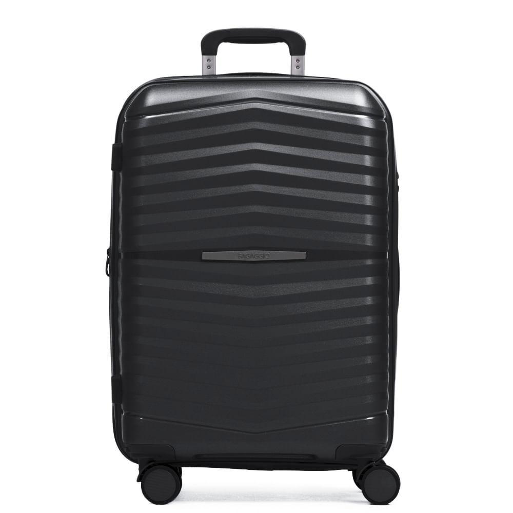 Mala Média 23 Kg Polipropileno 4 Rodas Hong Kong Preta - 1