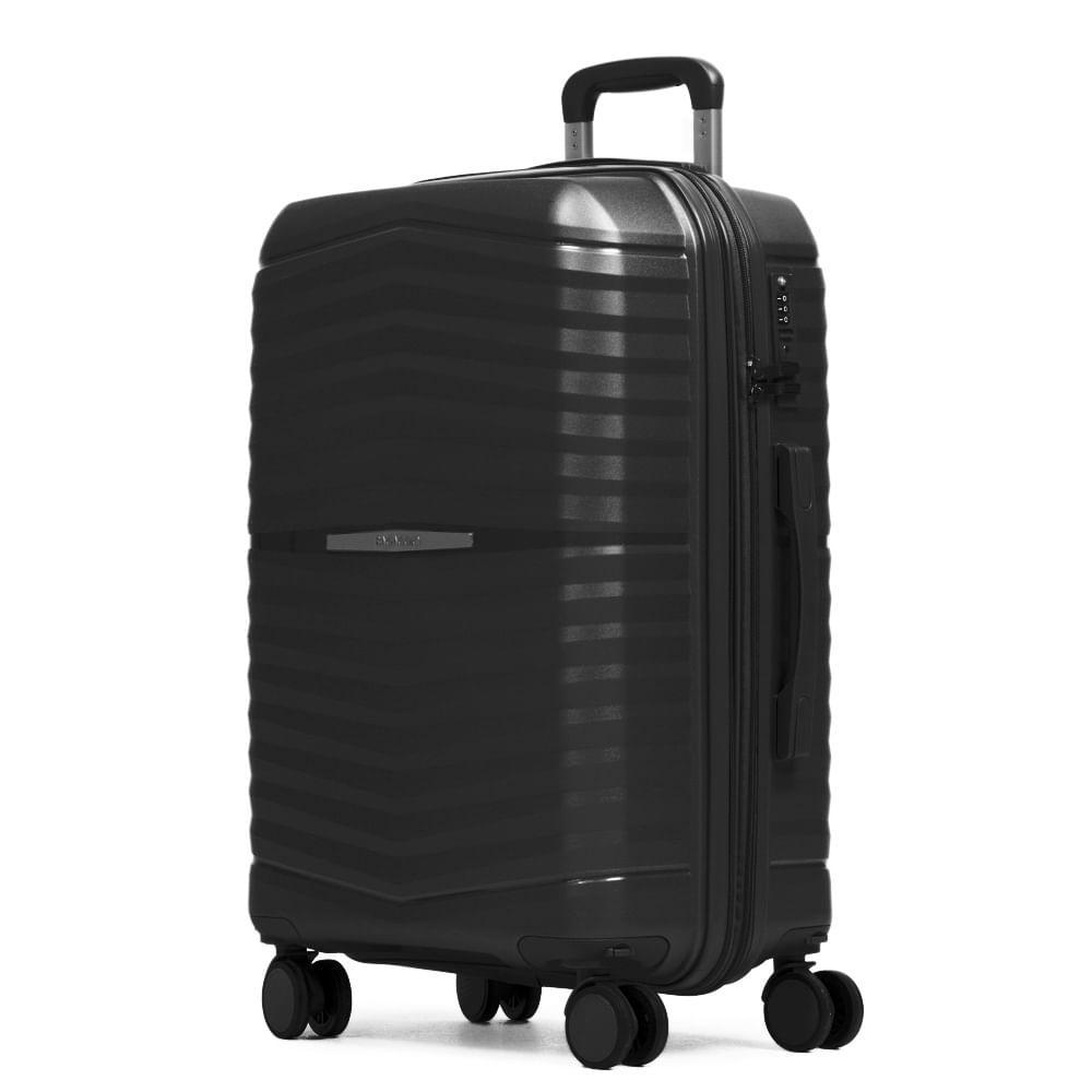 Mala Média 23 Kg Polipropileno 4 Rodas Hong Kong Preta - 2