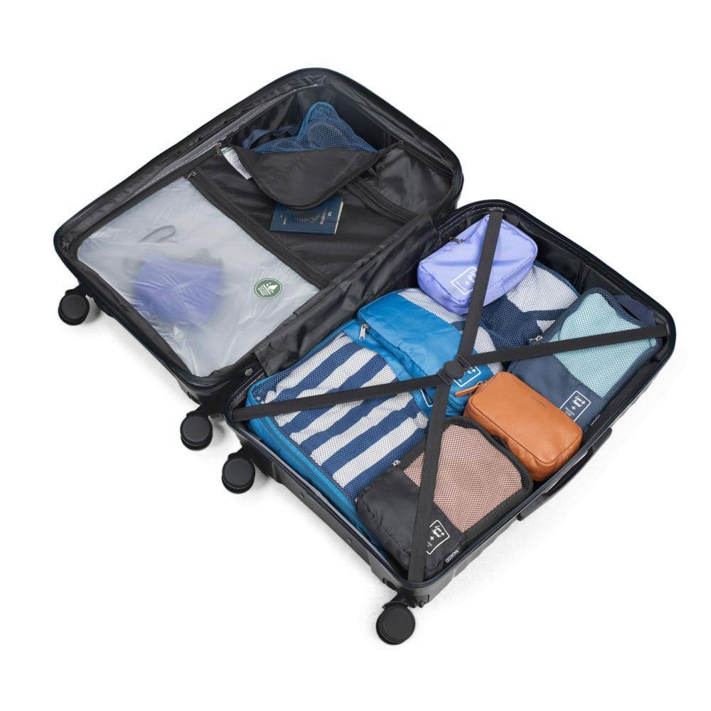 Mala Média 23 Kg Polipropileno 4 Rodas Hong Kong Preta - 10