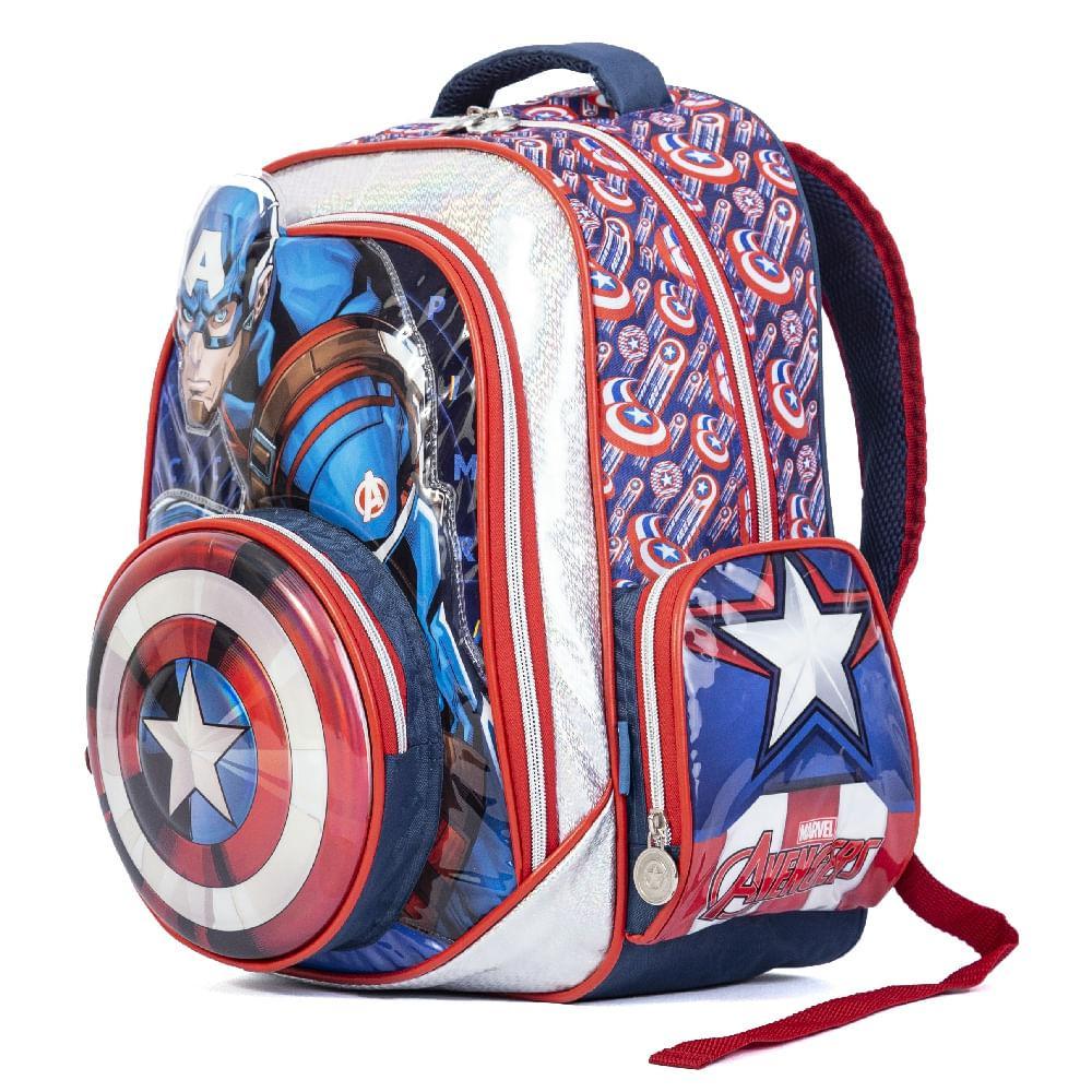 Mochila Infantil Masculina Marvel Capitao America Azul - 2