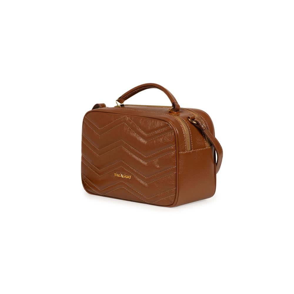 Bolsa Feminina Transversal Couro Média Zig Zag Matelasse Caramelo - 2