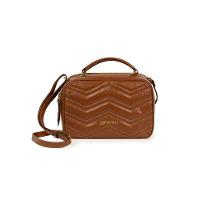 Bolsa Feminina Transversal Couro Média Zig Zag Matelasse Caramelo - 1