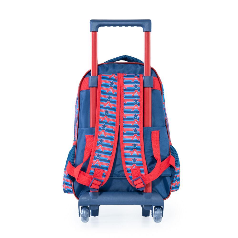 Mochila Escolar Masculina de Rodinhas Capitão América Premium Azul - 3