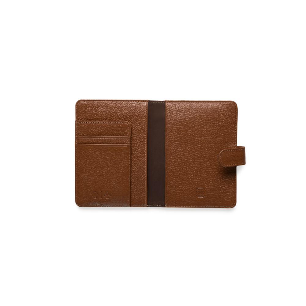 Porta Passaporte de Couro Basic Pequeno RFID Caramelo - 3
