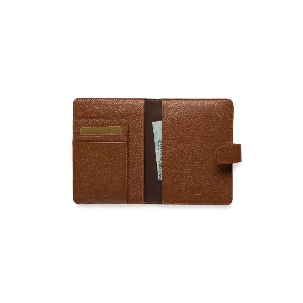 Porta Passaporte de Couro Basic Pequeno RFID Caramelo - 4