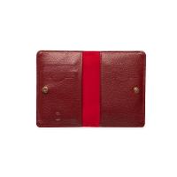 Carteira Slim em Couro Feminina com Fecho em Botão Pequena RFID Vermelha - 3