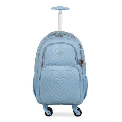 Mochila Escolar com 4 Rodinhas BG Girl Azul