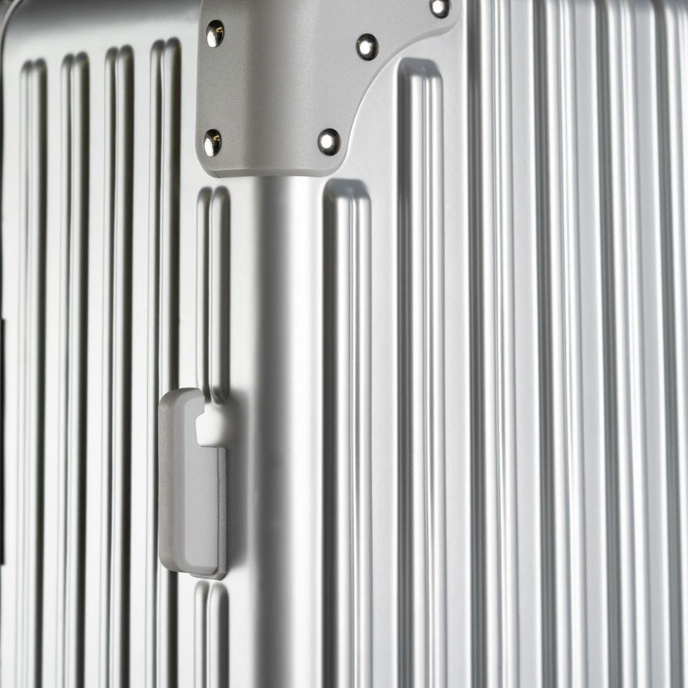 Mala de Viagem Grande Ultra Ampla Policarbonato 4 Rodas Kyoto Trunk Prata - 7