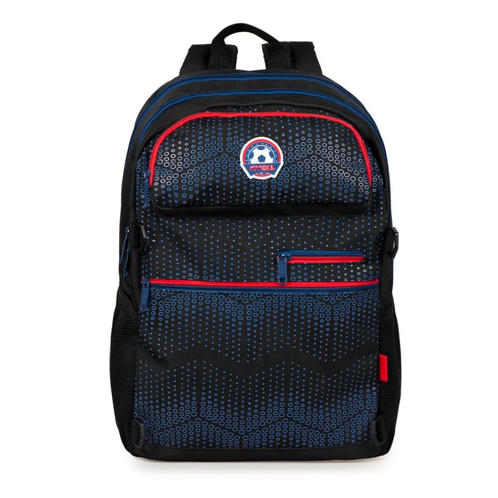 Mochila Escolar Masculina Futebol Preta - 1