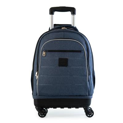 Mochila Escolar Juvenil Masculina de 4 Rodinhas Color Block II Azul