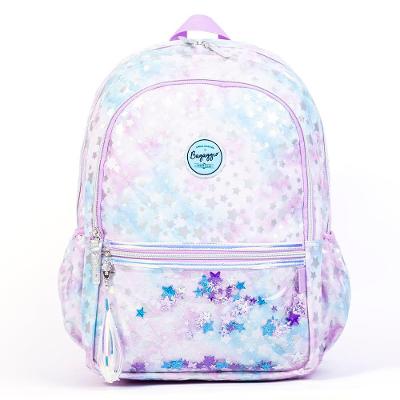 Mochila Escolar Feminina Tie Dye Stars Lilás