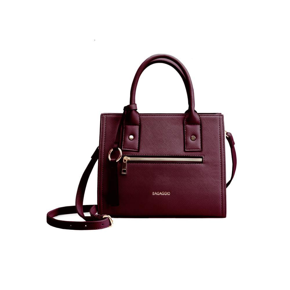 Bolsa de Mão Feminina Saffiano Vinho - 1