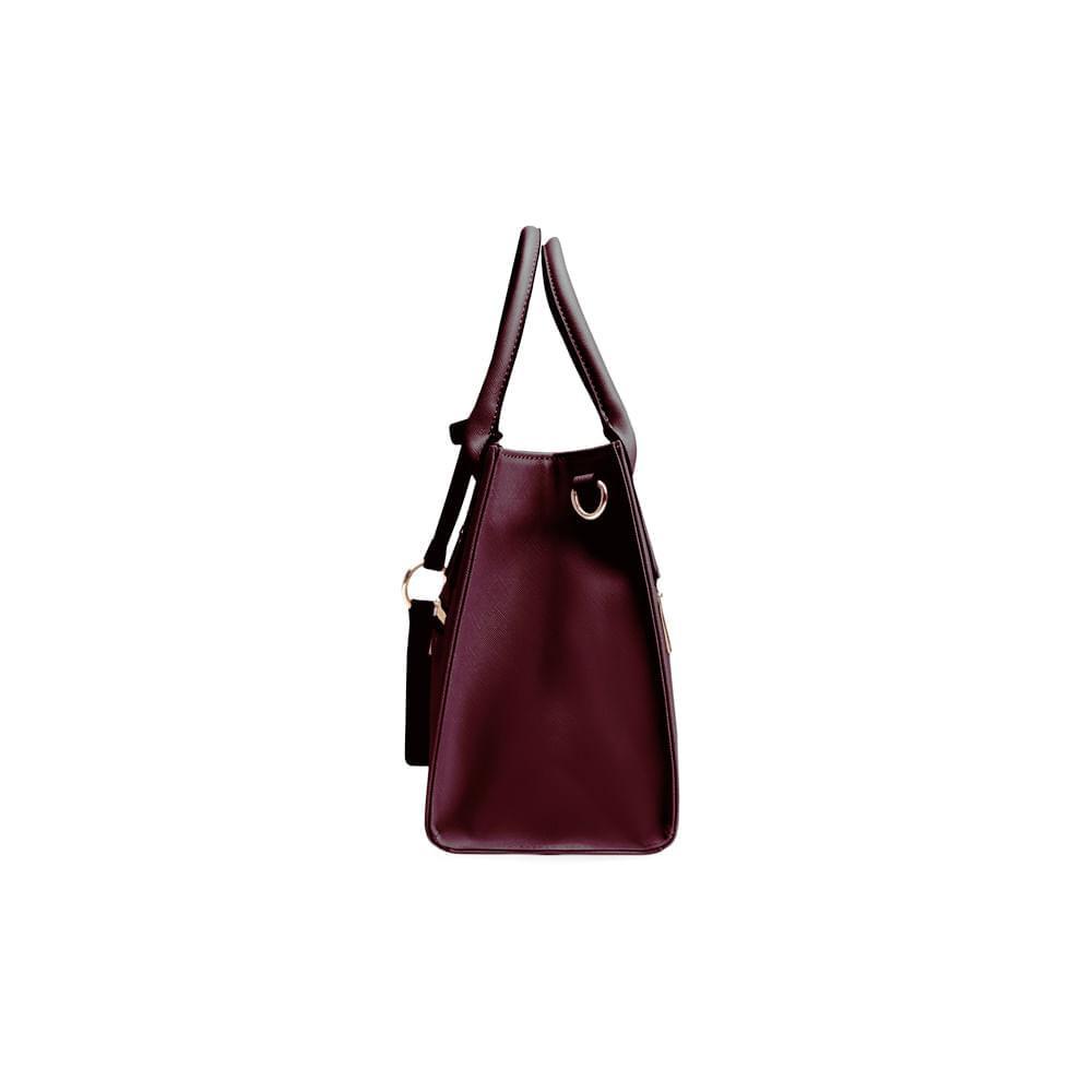Bolsa de Mão Feminina Saffiano Vinho - 4