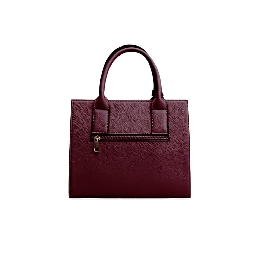 Bolsa de Mão Feminina Saffiano Vinho - 5