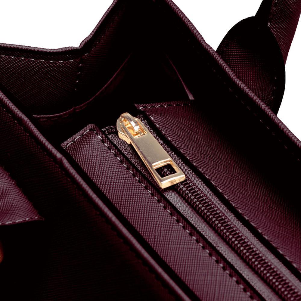 Bolsa de Mão Feminina Saffiano Vinho - 7