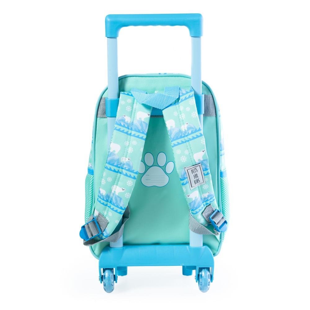 Mochila Infantil de Rodinhas Pets Urso Polar Azul - 2