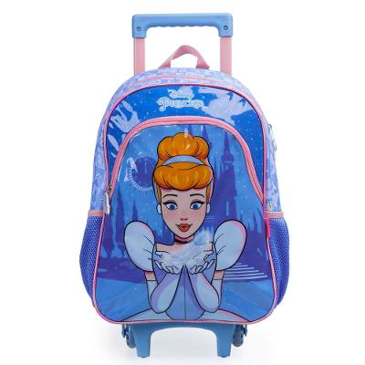 Mochila Escolar Feminina de Rodinhas Disney Cinderela Azul
