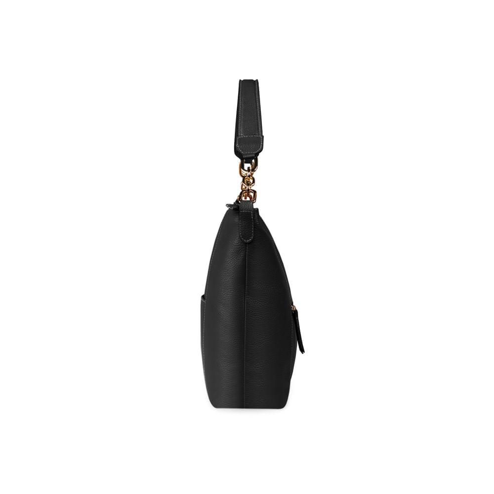 Bolsa Ombro Feminina Couro Hobo Charm Premium Floater Preta - 4