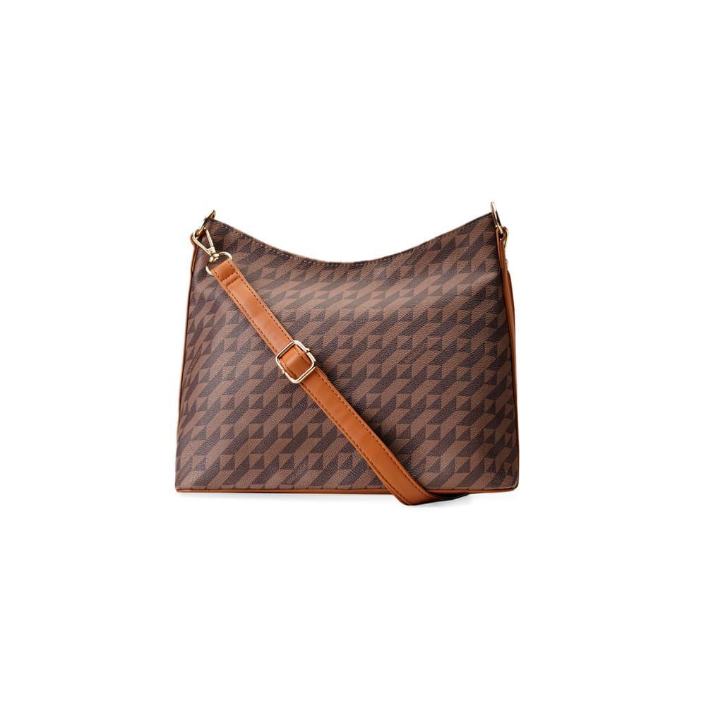 Bolsa Transversal Feminina Média Hobo Monograma BG Marrom - 1