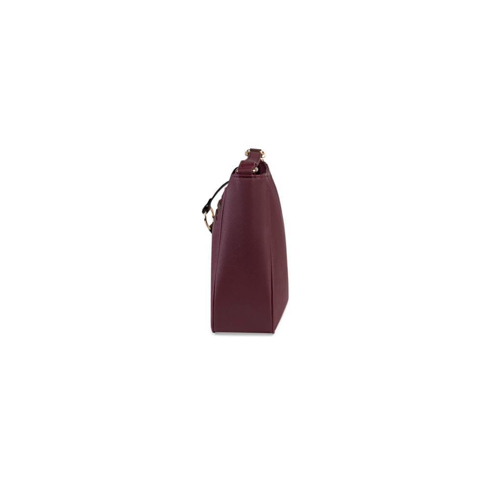 Bolsa Feminina Transversal Saffiano Vinho - 5