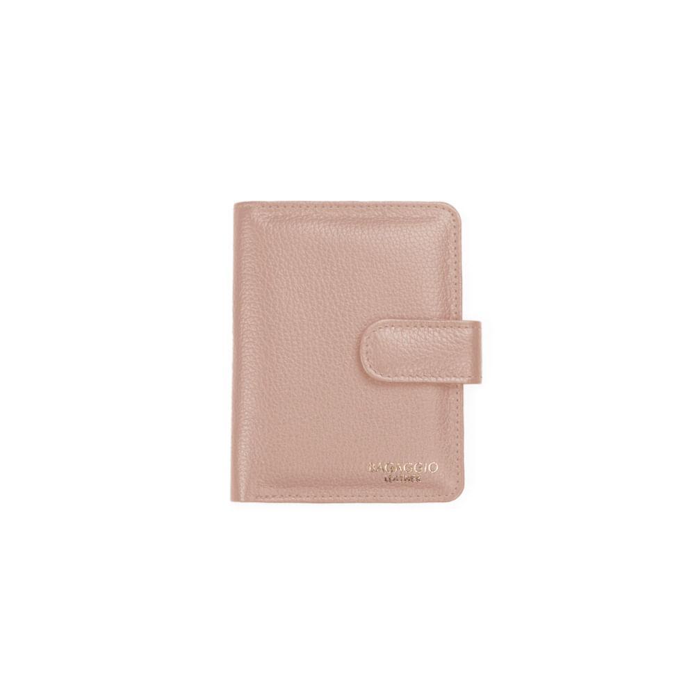 Carteira Feminina Couro Basic com Fecho em Botão Lingueta Bege - 1