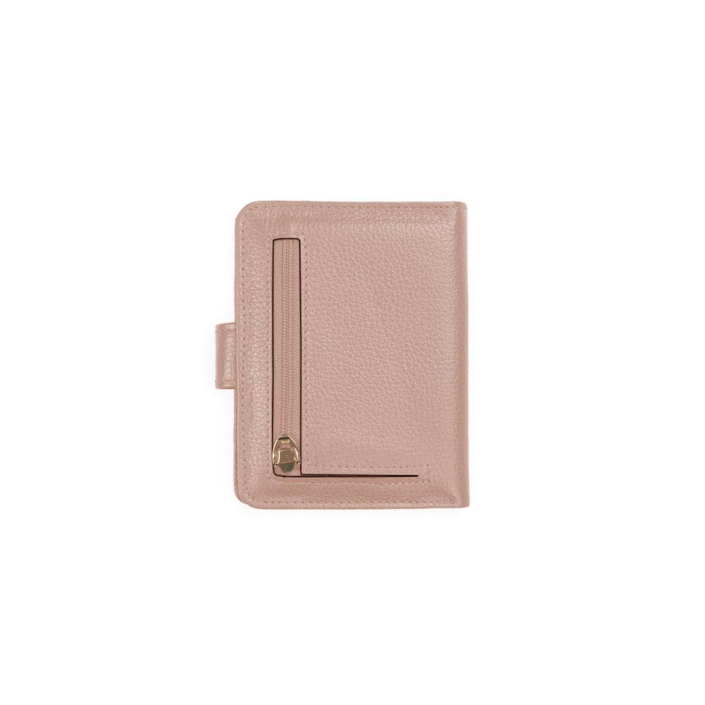 Carteira Feminina Couro Basic com Fecho em Botão Lingueta Bege - 2