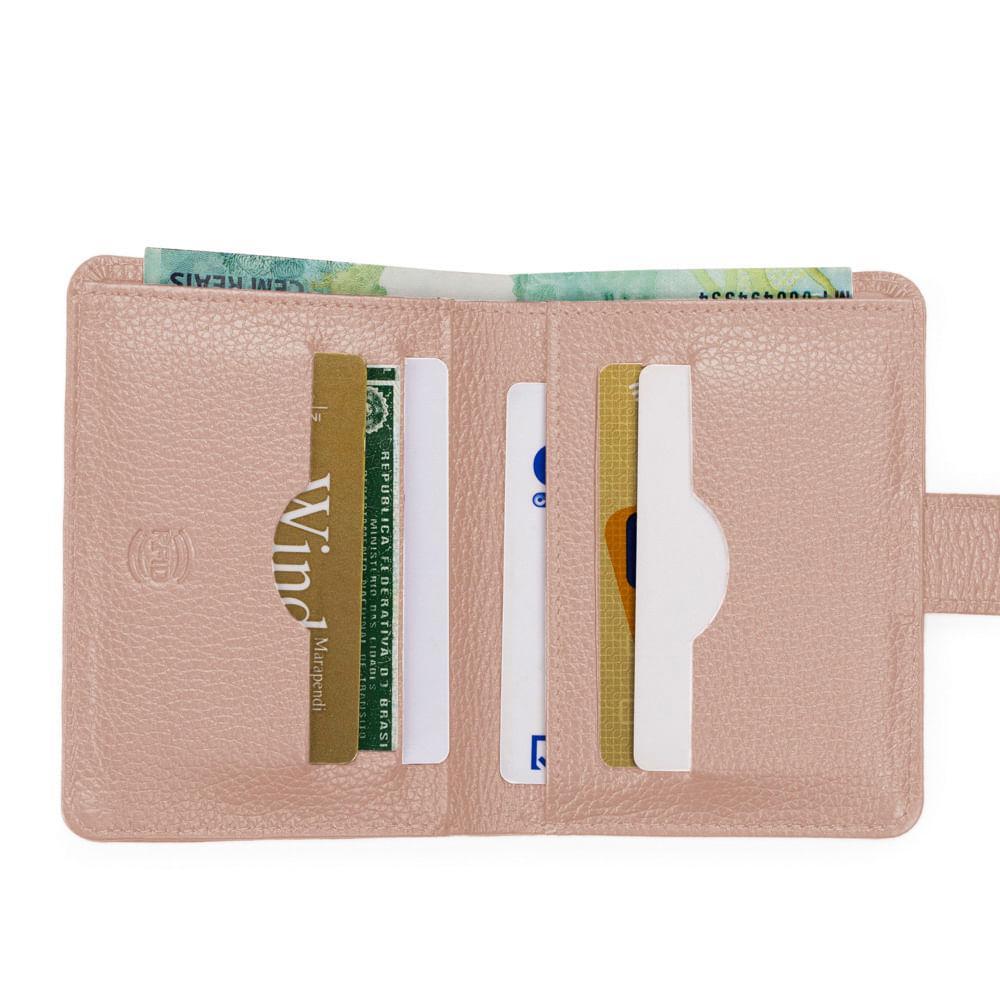 Carteira Feminina Couro Basic com Fecho em Botão Lingueta Bege - 5