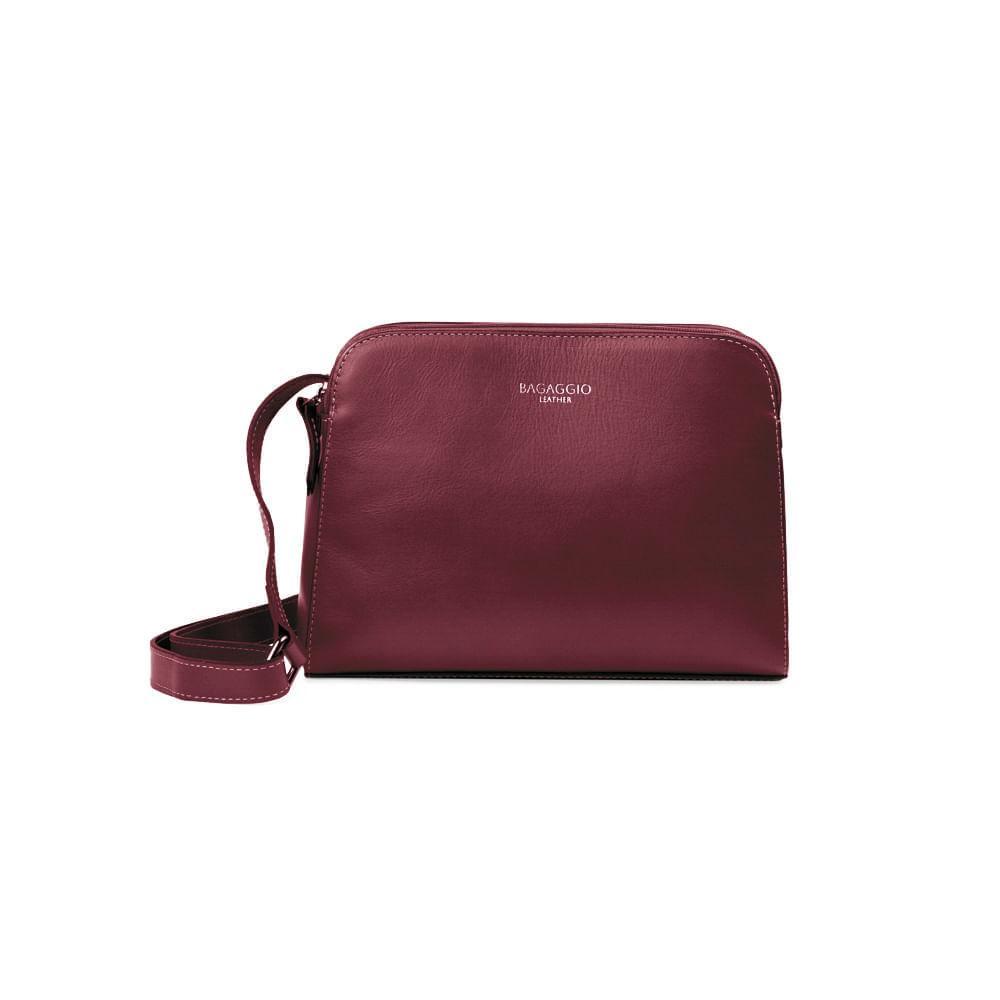 Bolsa Feminina Transversal Média Premium Couro Soft Vinho - 1