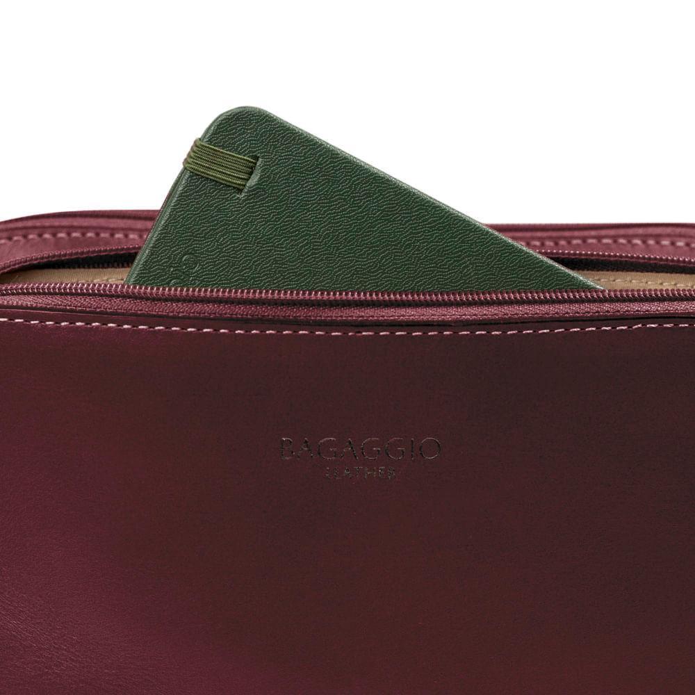 Bolsa Feminina Transversal Média Premium Couro Soft Vinho - 10