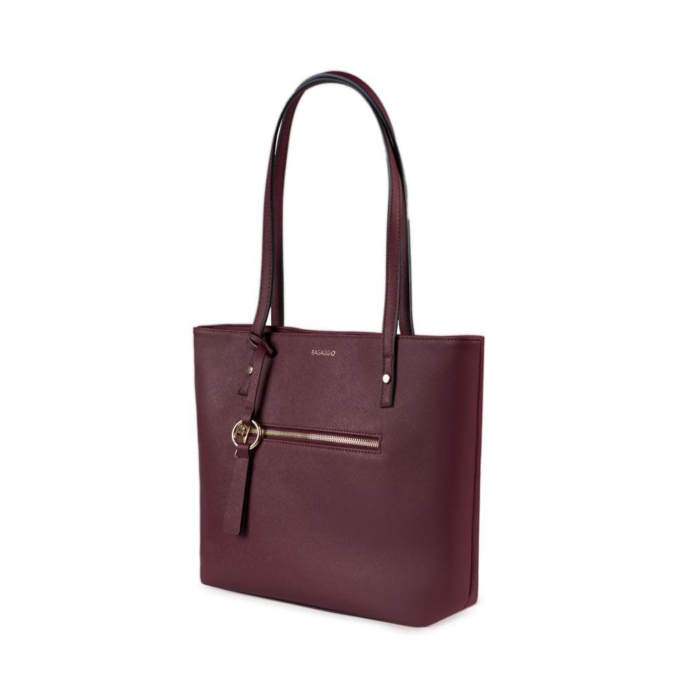 Bolsa Feminina Tote Saffiano Vinho - 6