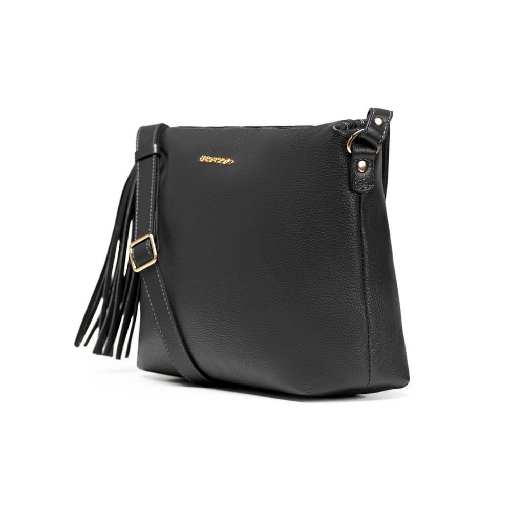 Bolsa Transversal Feminina de Couro Média Basic Preta - 4