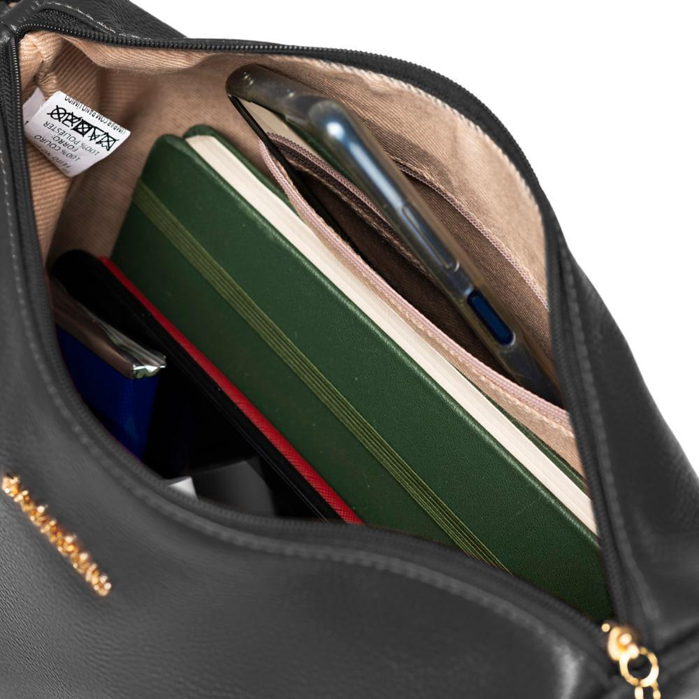 Bolsa Transversal Feminina de Couro Média Basic Preta - 7