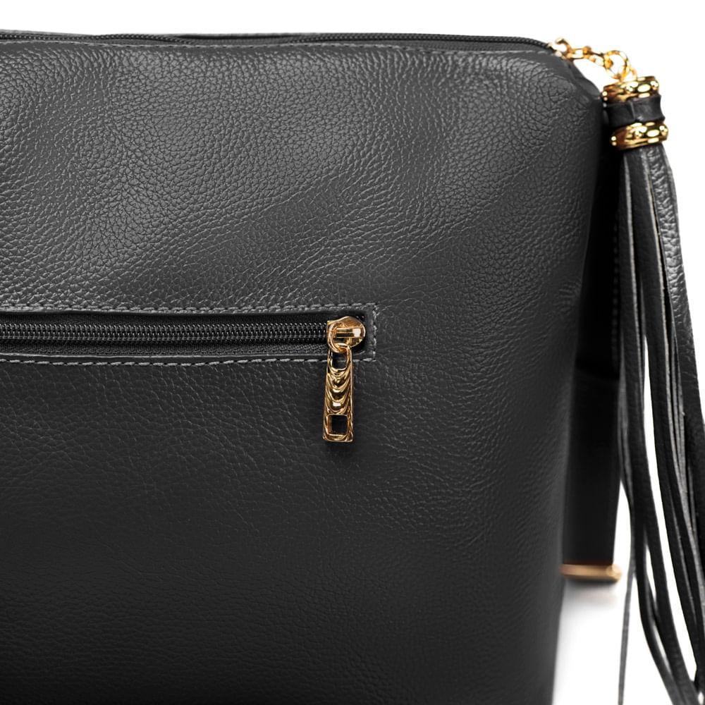 Bolsa Transversal Feminina de Couro Média Basic Preta - 8