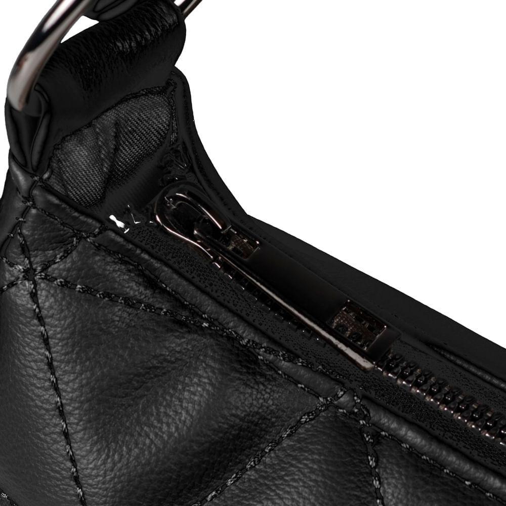 Bolsa Feminina Pequena Baguette Matelassê Preta - 7