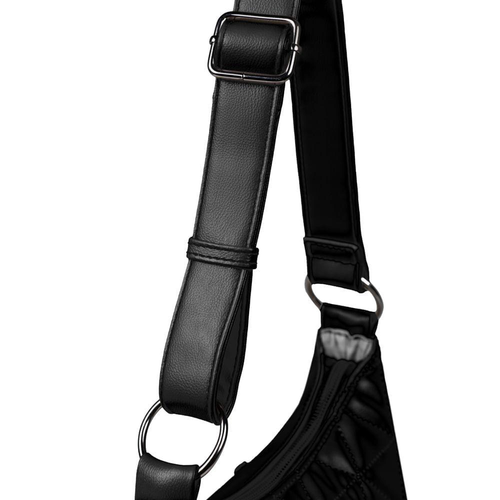 Bolsa Feminina Pequena Baguette Matelassê Preta - 8