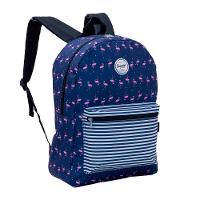 Mochila Feminina Basica Flamingos Azul Escura - 2
