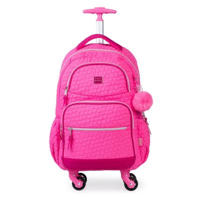 Mochila Escolar Feminina 4 Rodinhas BG Girl Rosa
