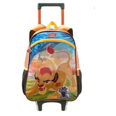Mochila Escolar Masculina Disney A Guarda do Leão com Rodinha Laranja