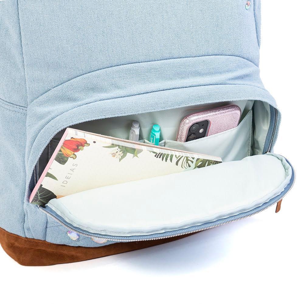 Mochila Escolar Feminina Stone Jeans Azul - 3