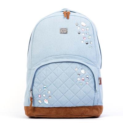 Mochila Escolar Feminina Stone Jeans Azul