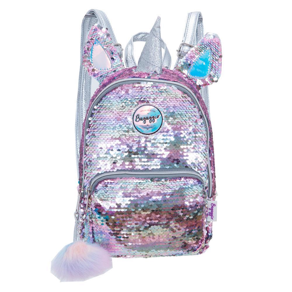 Mochila Escolar Feminina Rainbow II Prata - 1