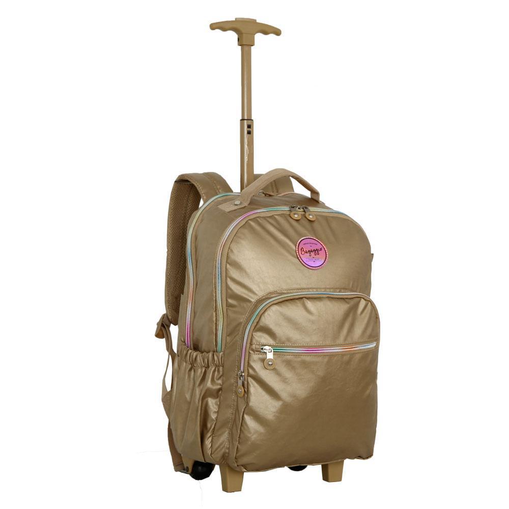 Mochila Escolar Feminina Perolada com Rodinha Dourada - 2