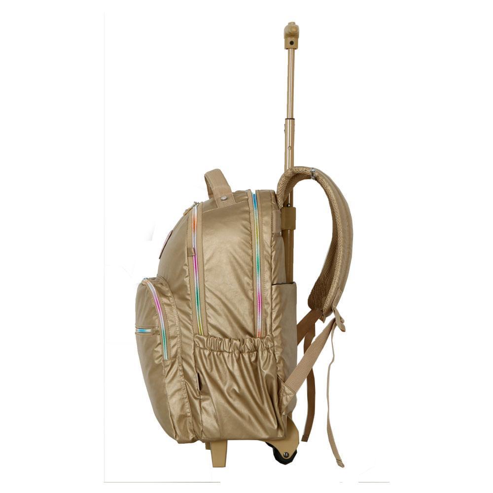 Mochila Escolar Feminina Perolada com Rodinha Dourada - 3